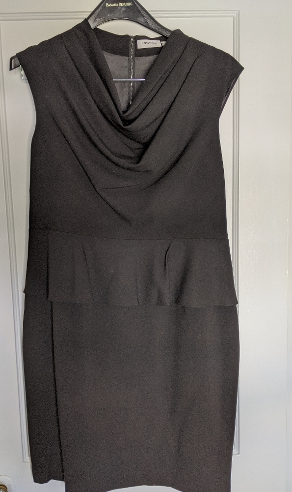 Calvin Klein black cocktail dress with draped neck